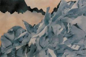 Life Series # 1, Rocky Crag. Watercolour. Copyright 2009 Nellie Jacobs